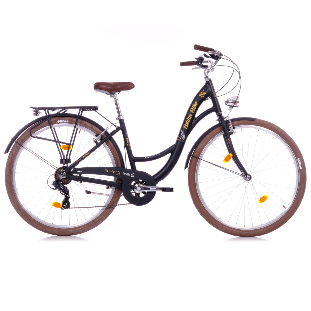 Berlin Bike Bella2 28 Inch Black city bike full side view