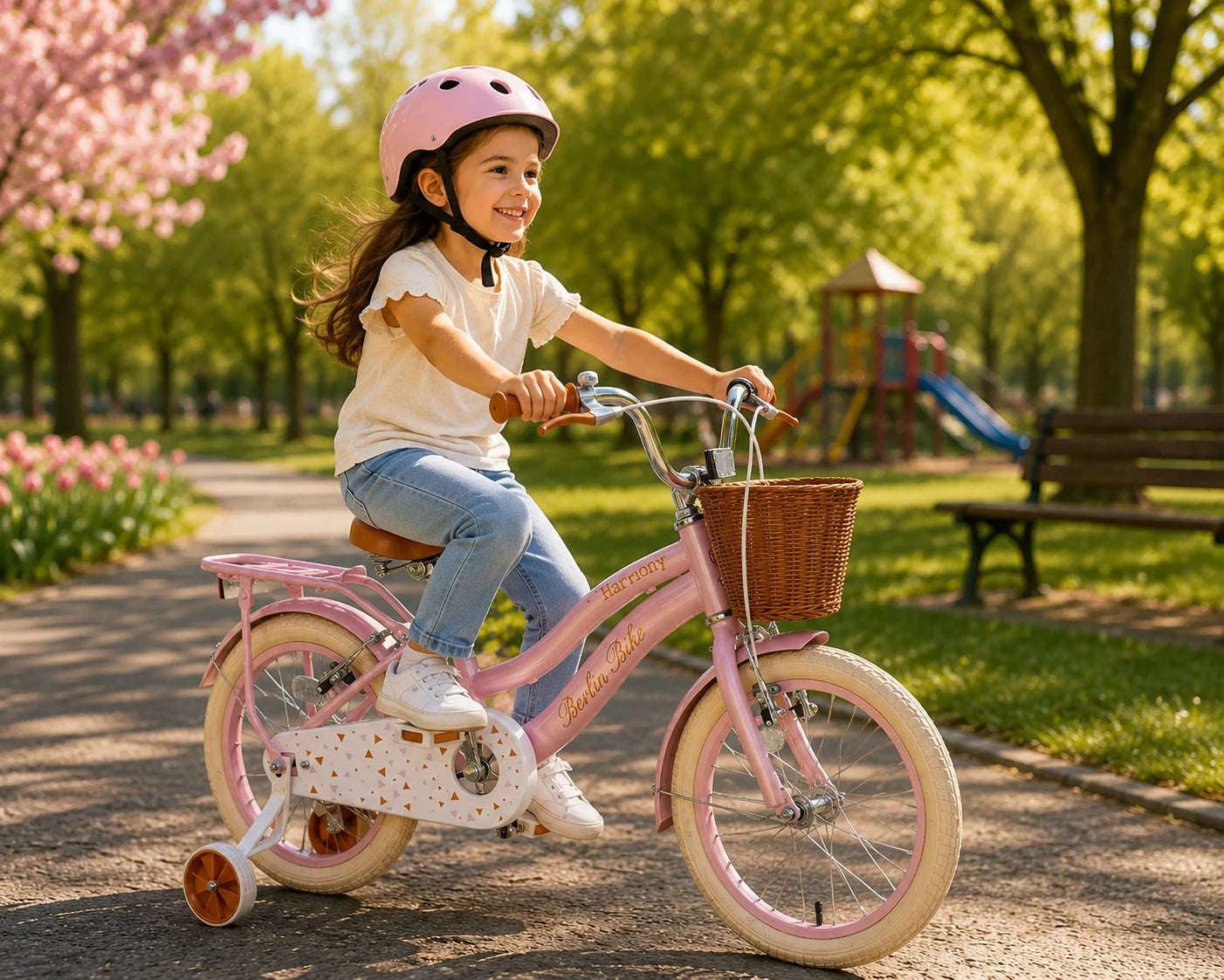 Vélo enfant Berlin Bike Harmony 16 pouces enfant roulant en extérieur rose