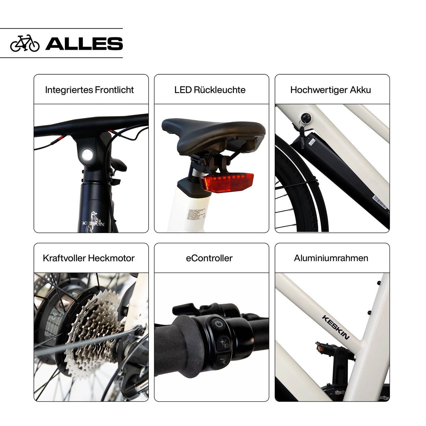 Keskin E-Bike cBike1v vélo électrique de ville 26 pouces détails des caractéristiques principales et des composants sable mat