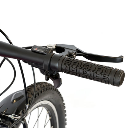 Berlin Bike MTB1 Kids Bike 20 Inch brake lever and gear shifter detail fuchsia