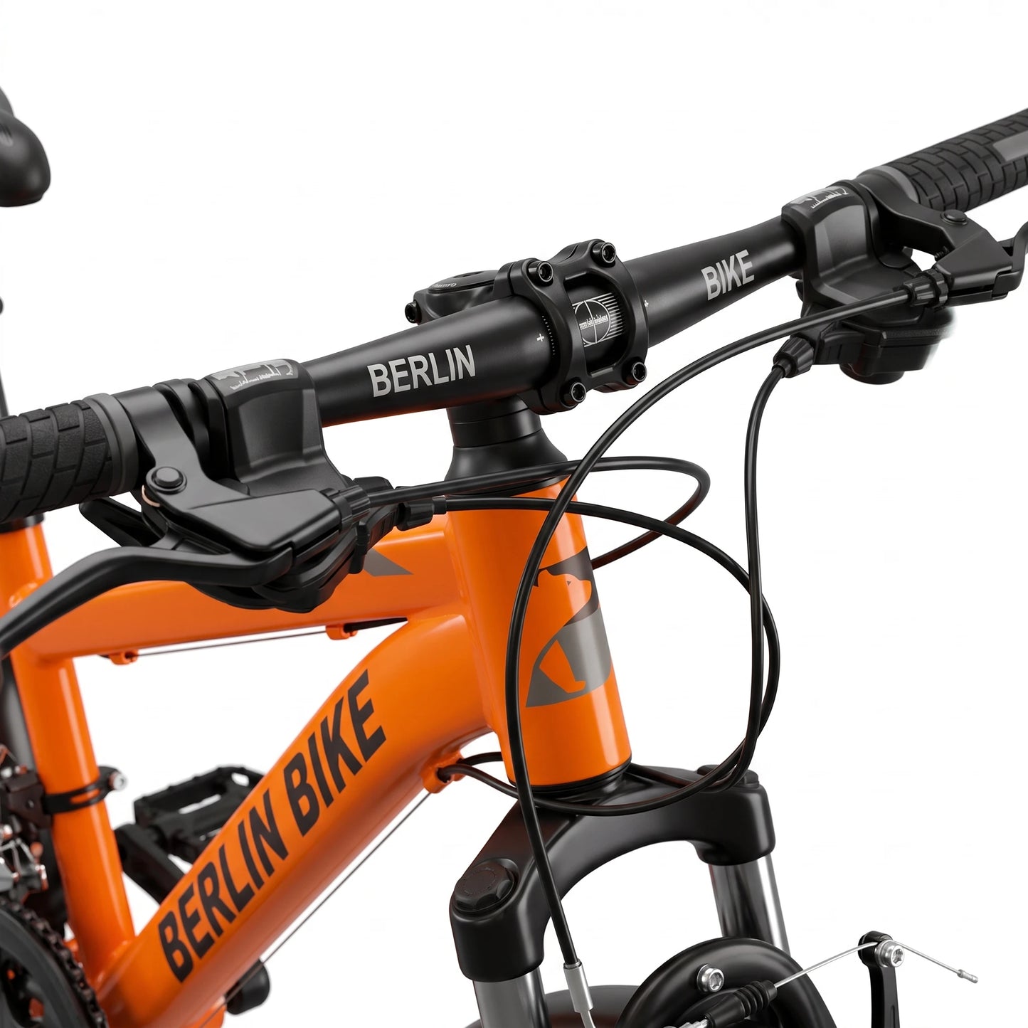 Berlin Bike MTB1 Kids Bike 20 Inch handlebar detail orange