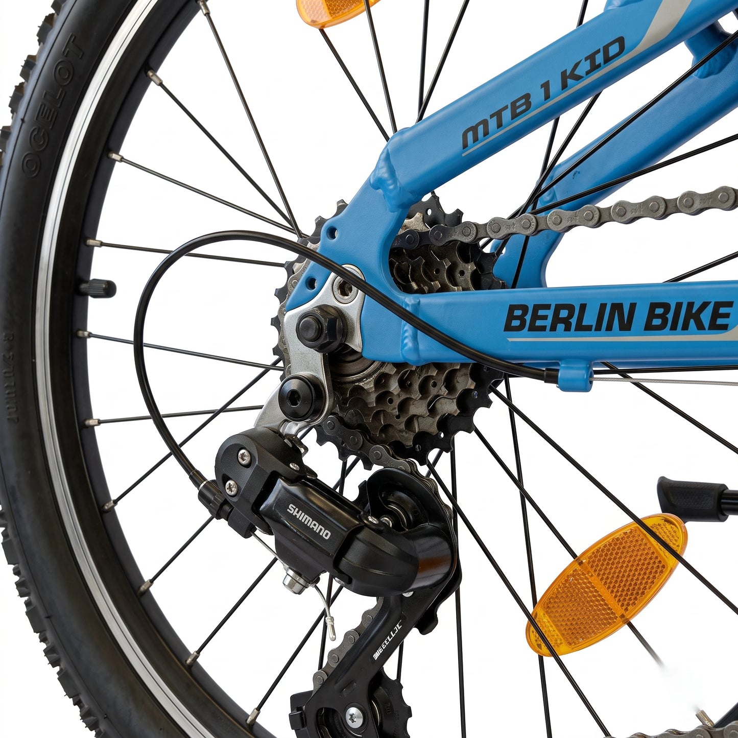 Berlin Bike MTB1 Kids Bike 20 Inch rear gears detail blue