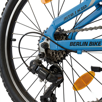 Berlin Bike MTB1 Kids Bike 20 Inch rear gears detail blue