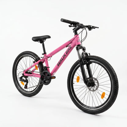 Berlin Bike MTB1 Youth Bike 24 Inch 45-degree side view fuchsia