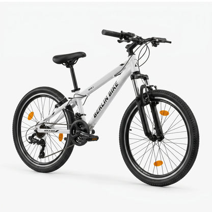 Berlin Bike MTB1 Youth Bike 24 Inch 45-degree side view white