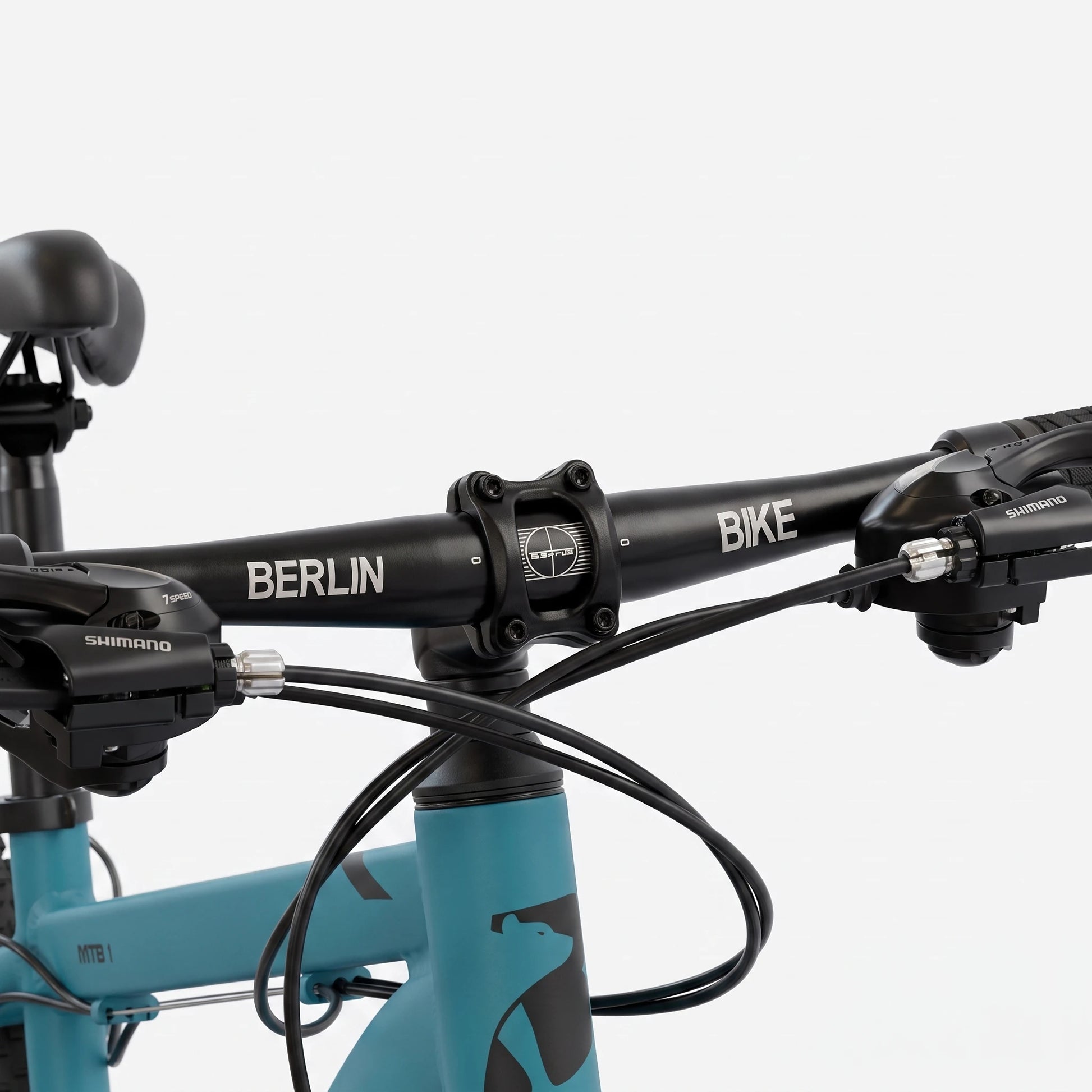 Berlin Bike MTB1 Youth Bike 24 Inch cockpit detail blue