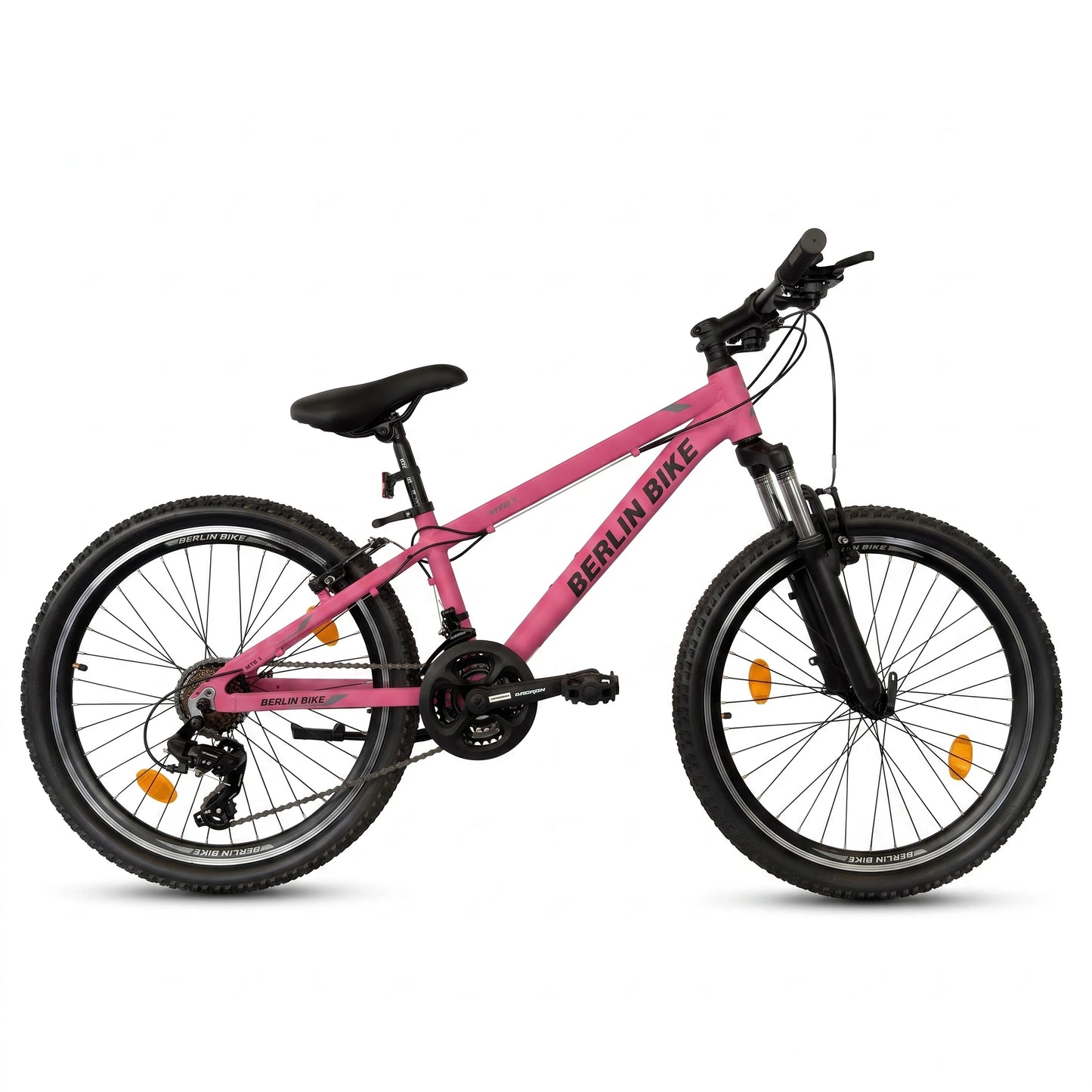Berlin Bike MTB1 Youth Bike 24 Inch full side view fuchsia