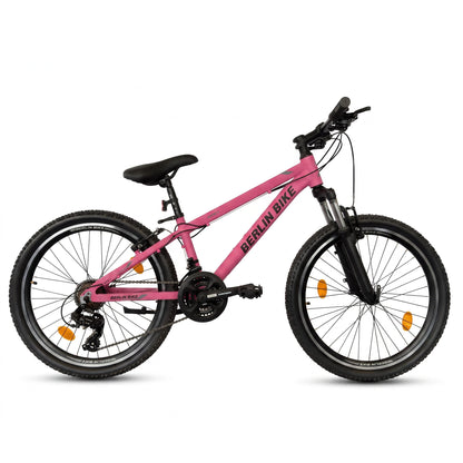 Berlin Bike MTB1 Youth Bike 24 Inch full side view fuchsia
