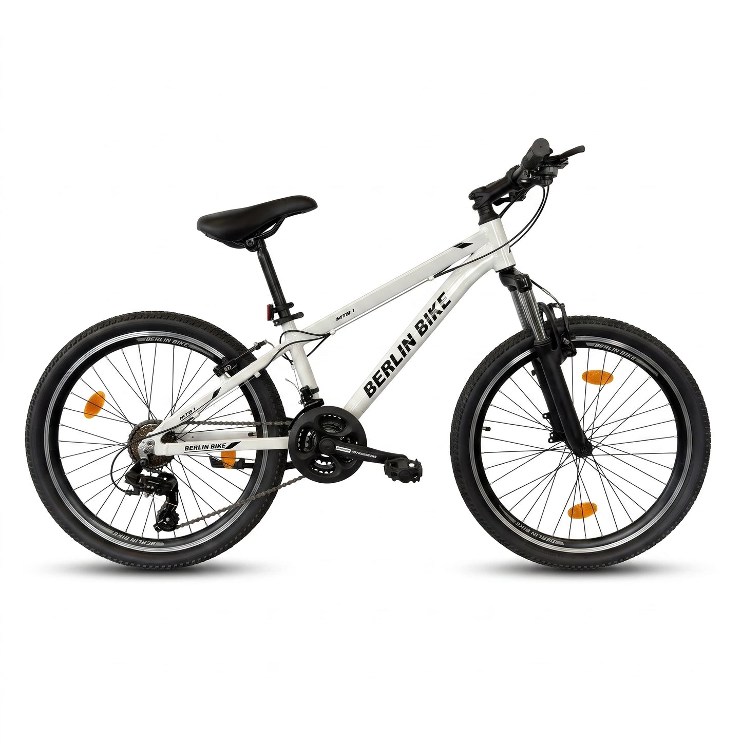 Berlin Bike MTB1 Youth Bike 24 Inch full side view white