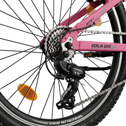 Berlin Bike MTB1 Youth Bike 24 Inch rear gears detail fuchsia