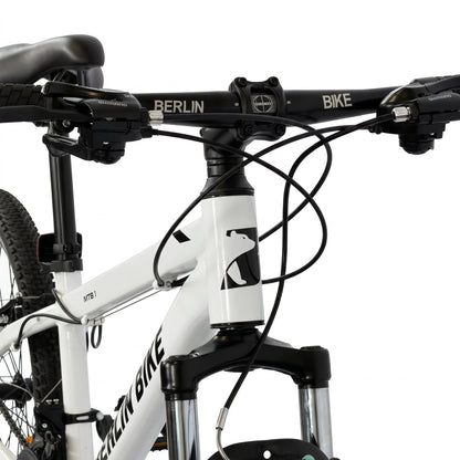 Berlin Bike MTB1 Youth Bike 24 Inch handlebar and cockpit detail white