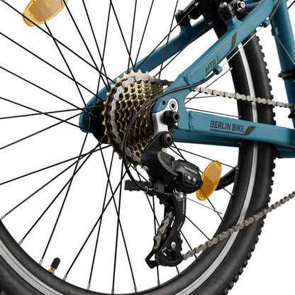 Berlin Bike MTB1 Youth Bike 24 Inch rear gears detail blue