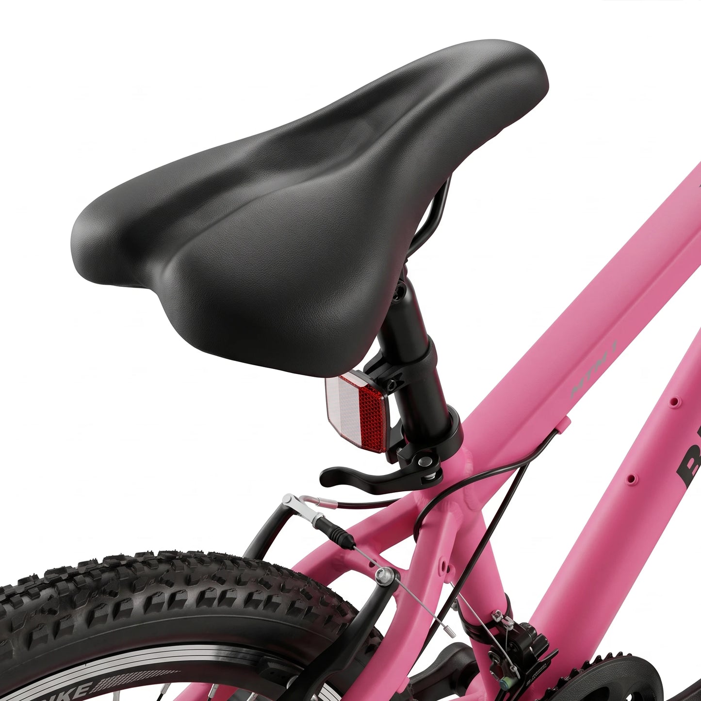 Berlin Bike MTB1 Youth Bike 24 Inch saddle detail fuchsia