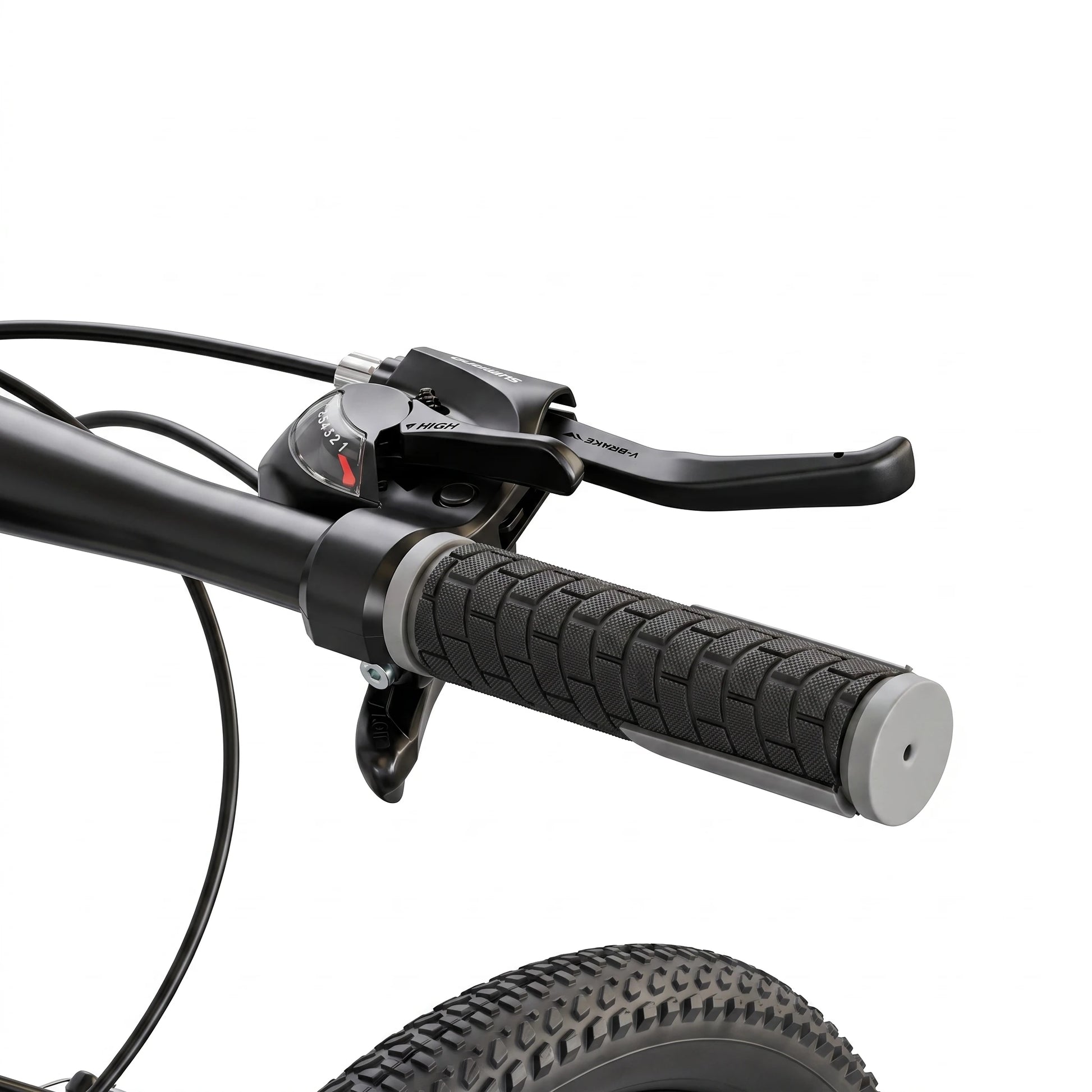 Berlin Bike MTB1 Youth Bike 24 Inch shifter lever detail white