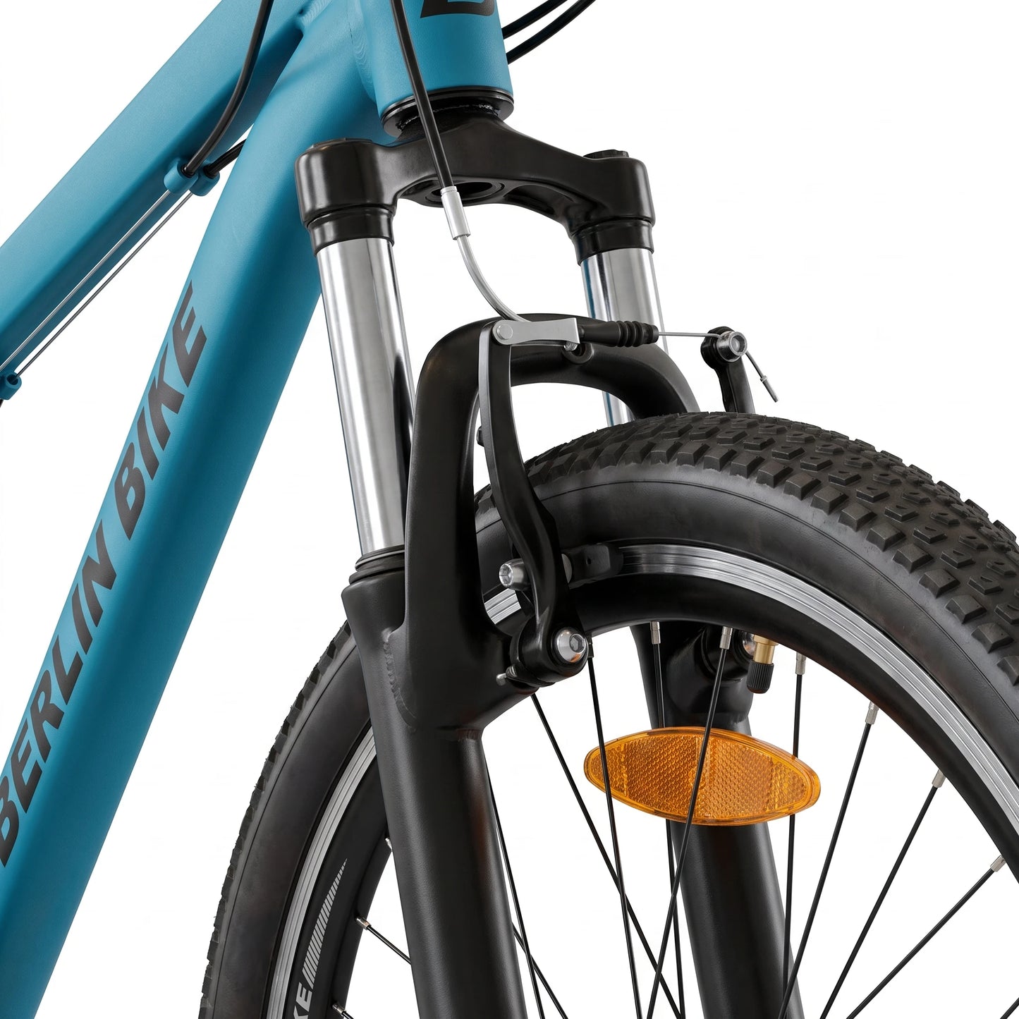 Berlin Bike MTB1 Youth Bike 24 Inch front suspensions detail blue