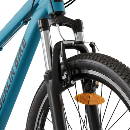 Berlin Bike MTB1 Youth Bike 24 Inch front suspensions detail blue
