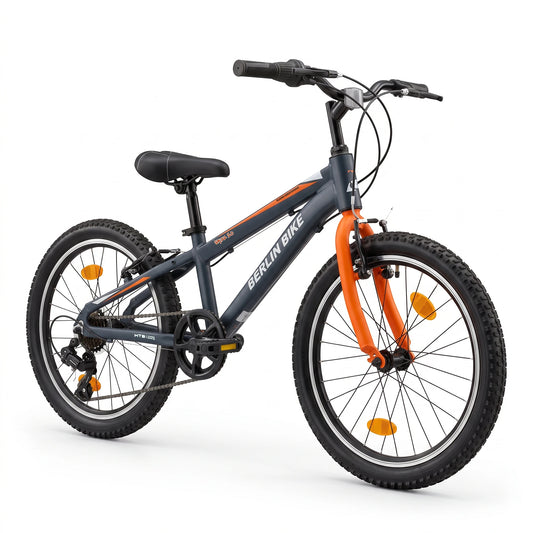 Berlin Bike Grizz Kids Bike 20 Inch 45-degree side view orange