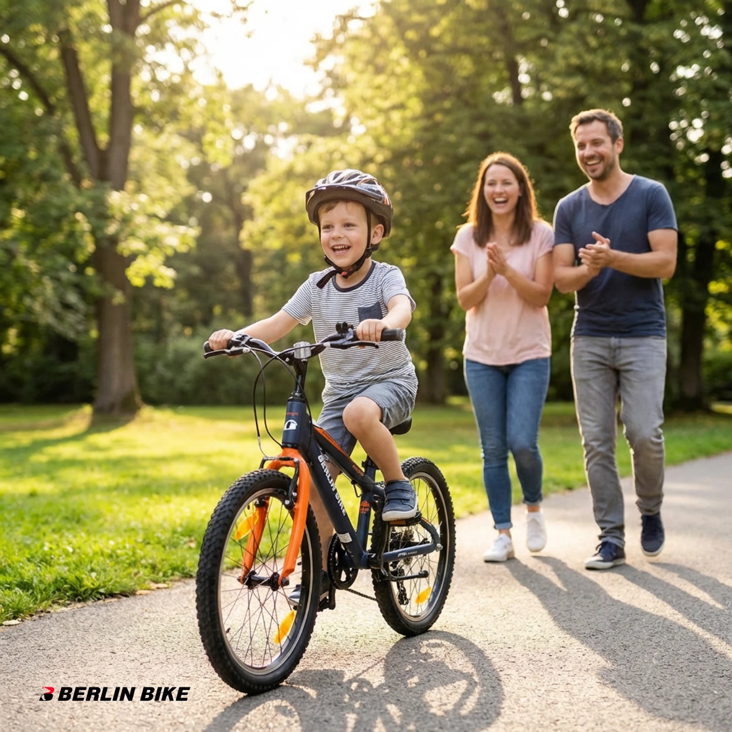 Berlin Bike Grizz Kids Mountain Bike 20 Inch child riding outdoors orange