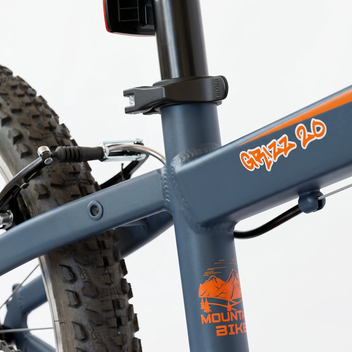 Berlin Bike Grizz Kids Mountain Bike 20 Inch frame detail orange