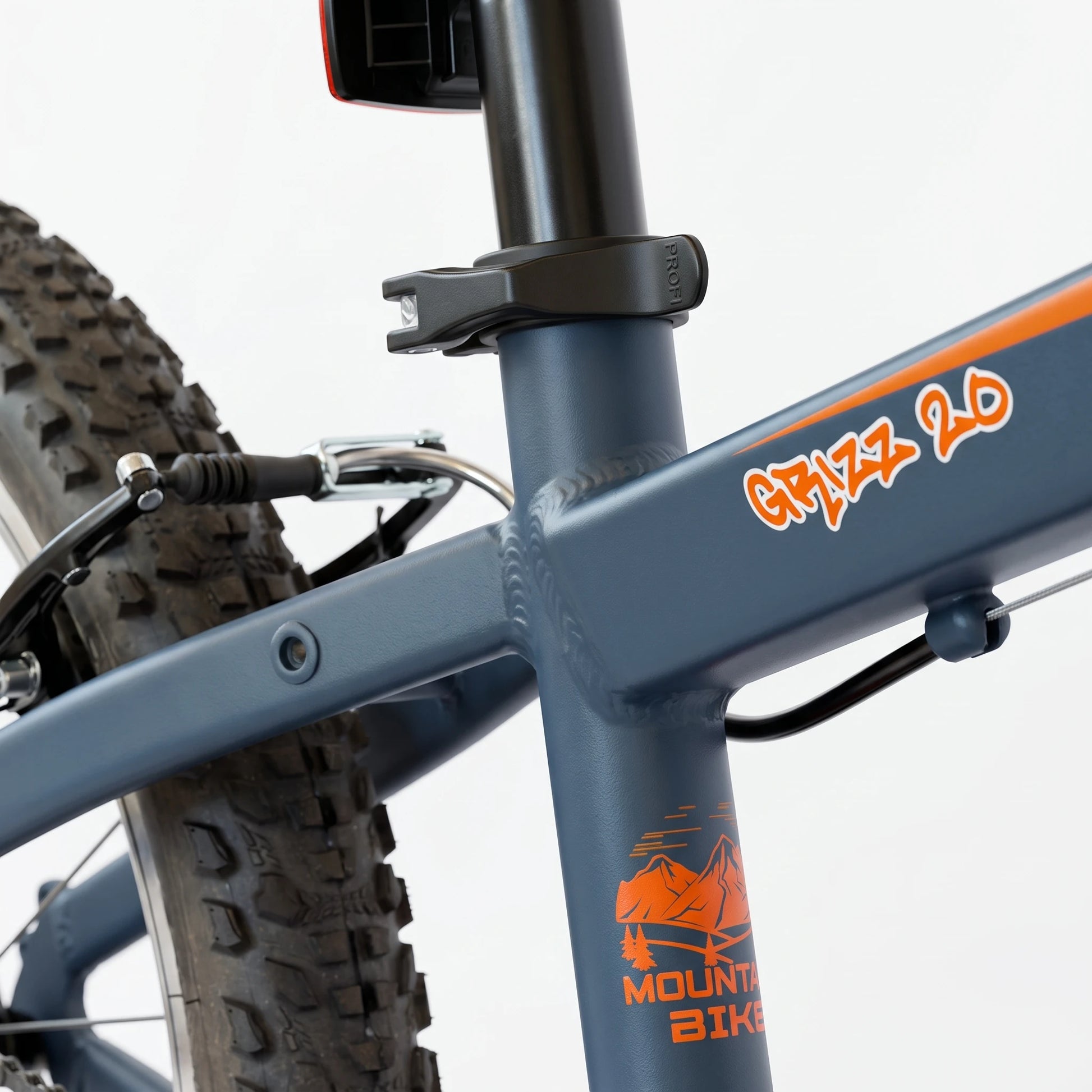 Berlin Bike Grizz Kids Mountain Bike 20 Inch frame detail orange