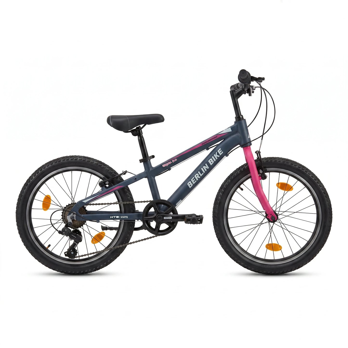 Berlin Bike Grizz Kids Mountain Bike 20 Inch full side view pink