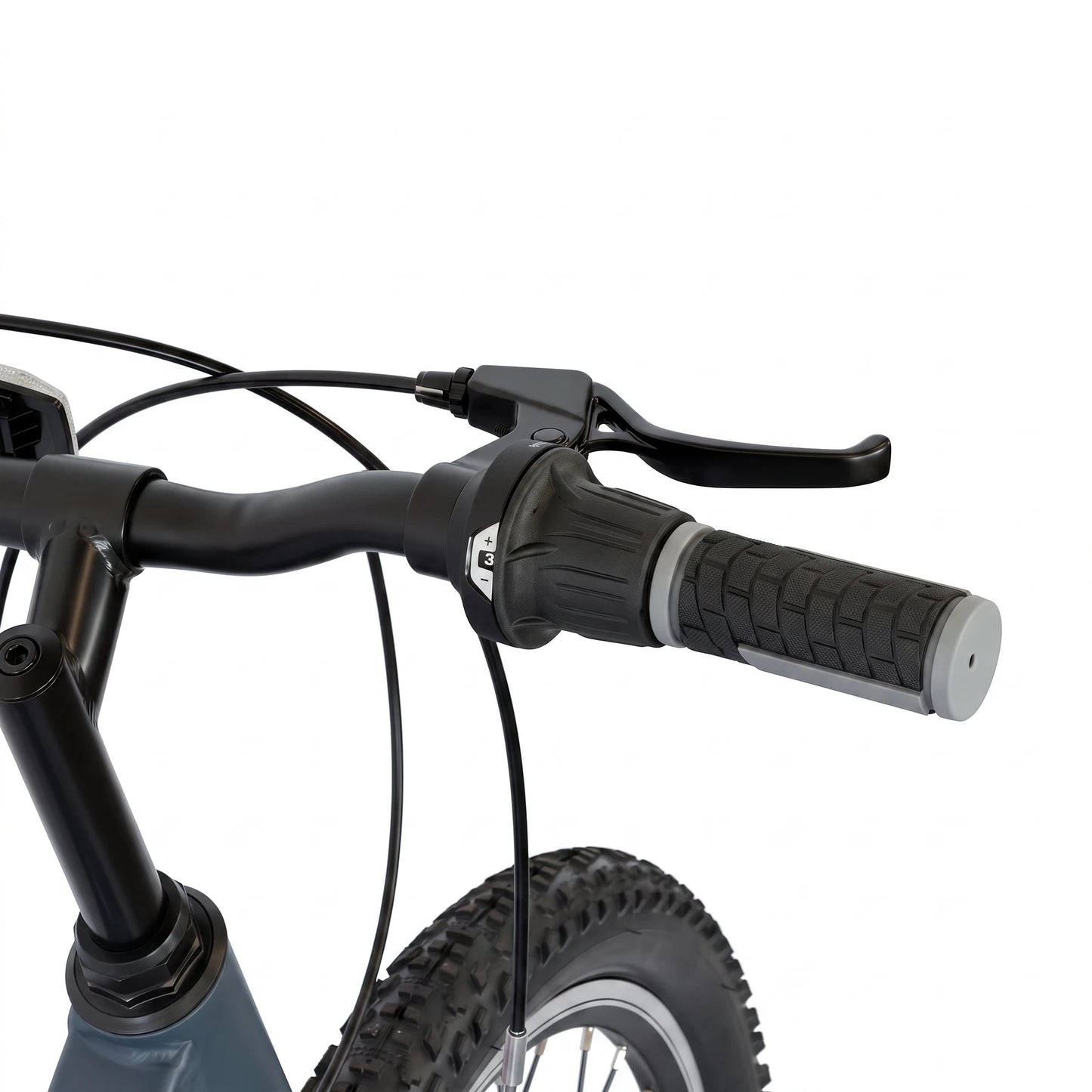 Berlin Bike Grizz Kids Mountain Bike 20 Inch handlebar, brake lever and shifter detail pink