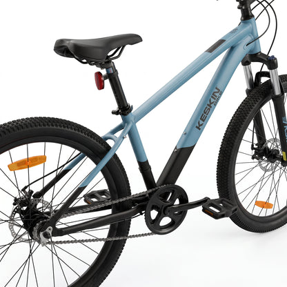 Keskin E-Bike MTB1 mountainbike 26 inch achteraanzicht zwart blauw