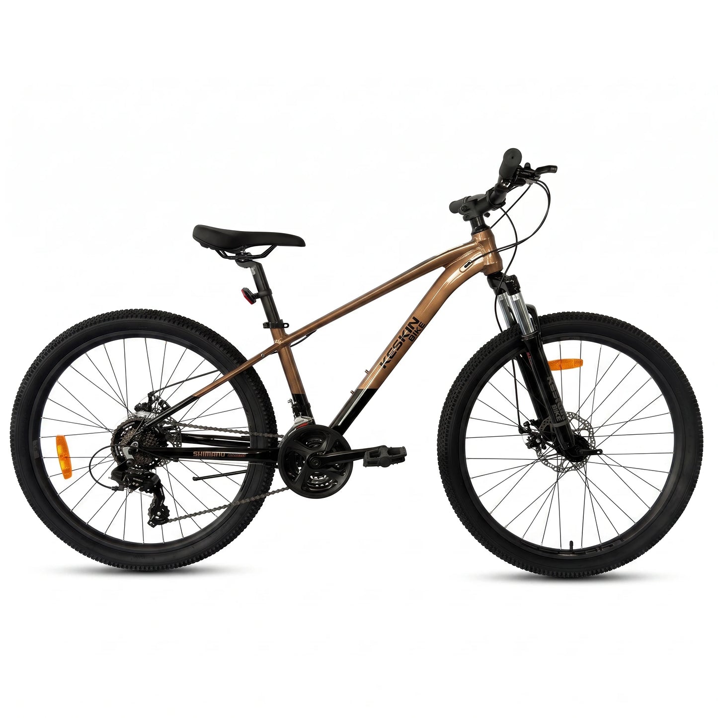 Keskin E-Bike MTB1 mountainbike 26 inch volledig zijaanzicht brons zwart