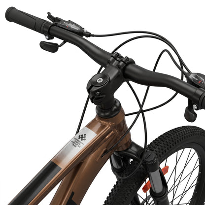 Keskin E-Bike MTB1 mountainbike 26 inch detail van stuur brons zwart