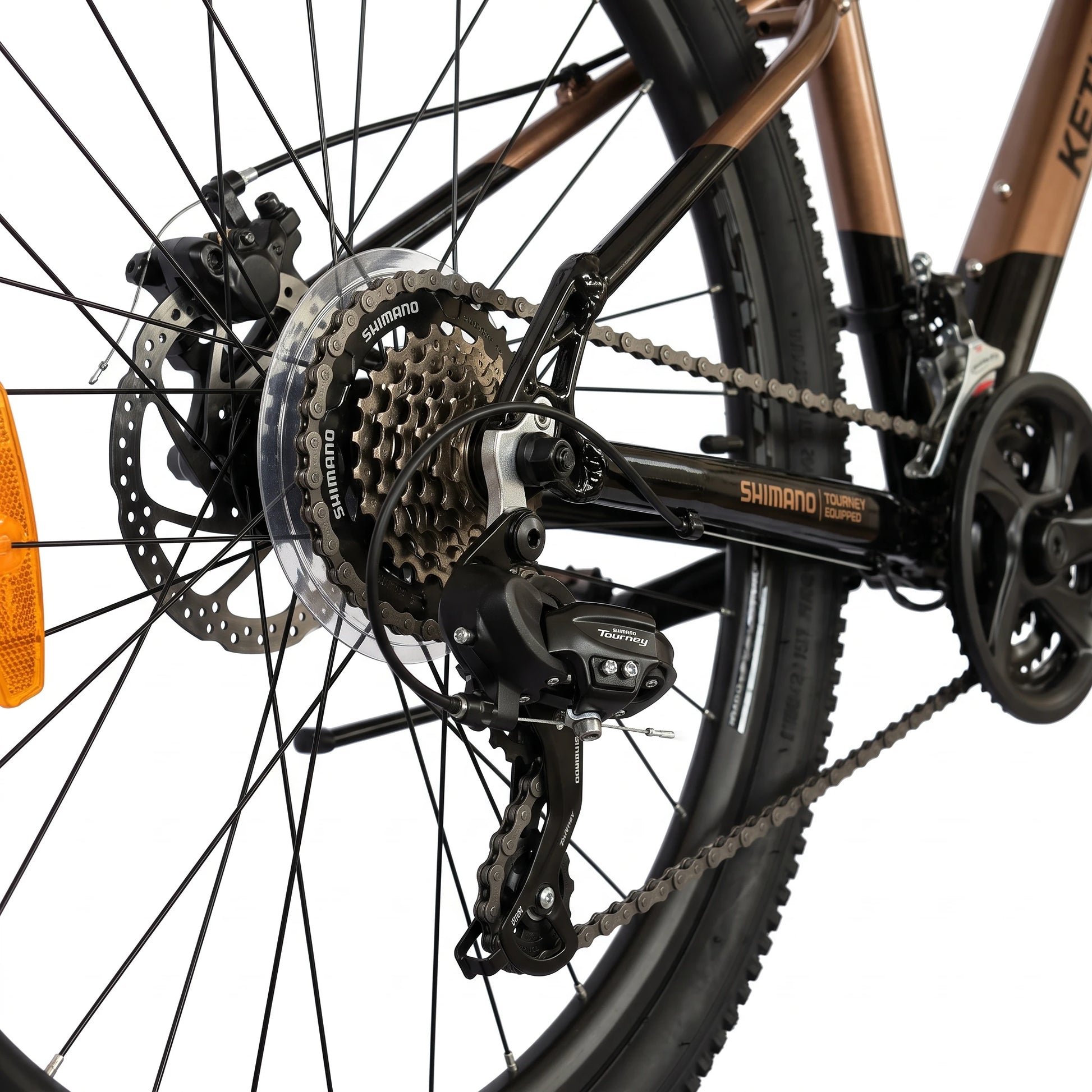 Keskin E-Bike MTB1 mountainbike 26 inch achterderailleur en aandrijving brons zwart