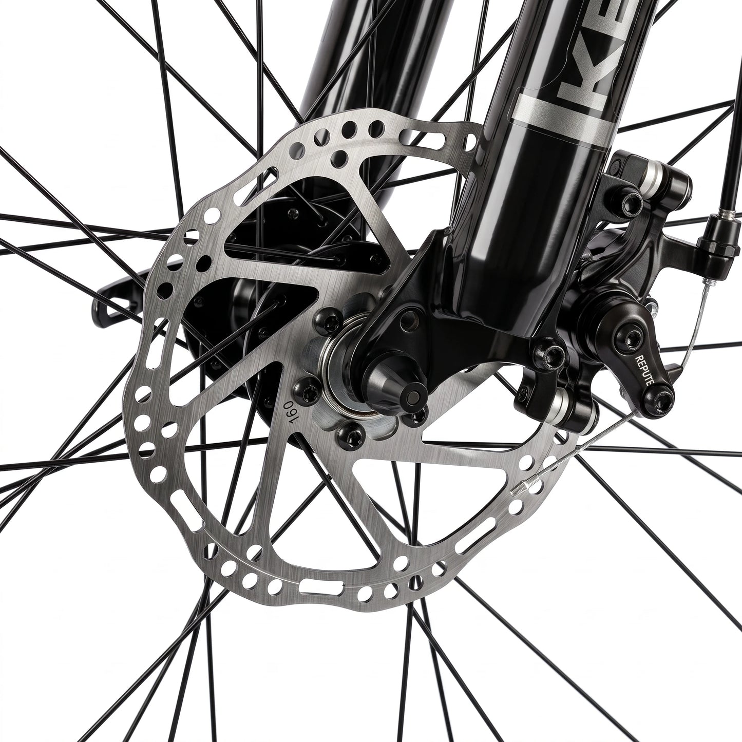 Keskin E-Bike MTB1 mountainbike 26 inch detail van schijfrem brons zwart