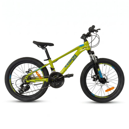 Keskin E-Bike MTB1 vélo tout-terrain pour enfants 20 pouces, vue latérale complète, vert fluo