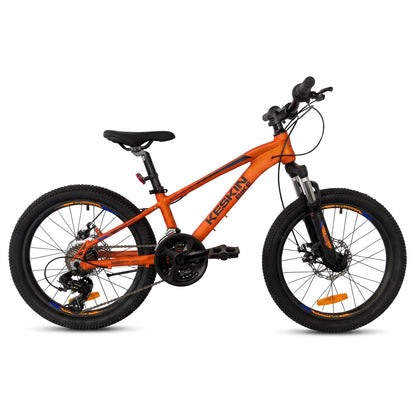 Keskin E-Bike MTB1 vélo tout-terrain pour enfants 20 pouces, vue latérale complète, orange
