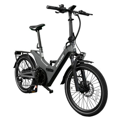 Vélo électrique pliant Berlin Bike 2GO 20 pouces, vue de côté à 45 degrés, noir mat