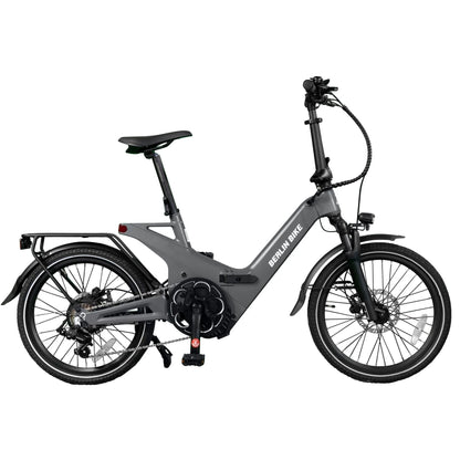 Vélo électrique pliant Berlin Bike 2GO 20 pouces, vue de côté complète, noir mat