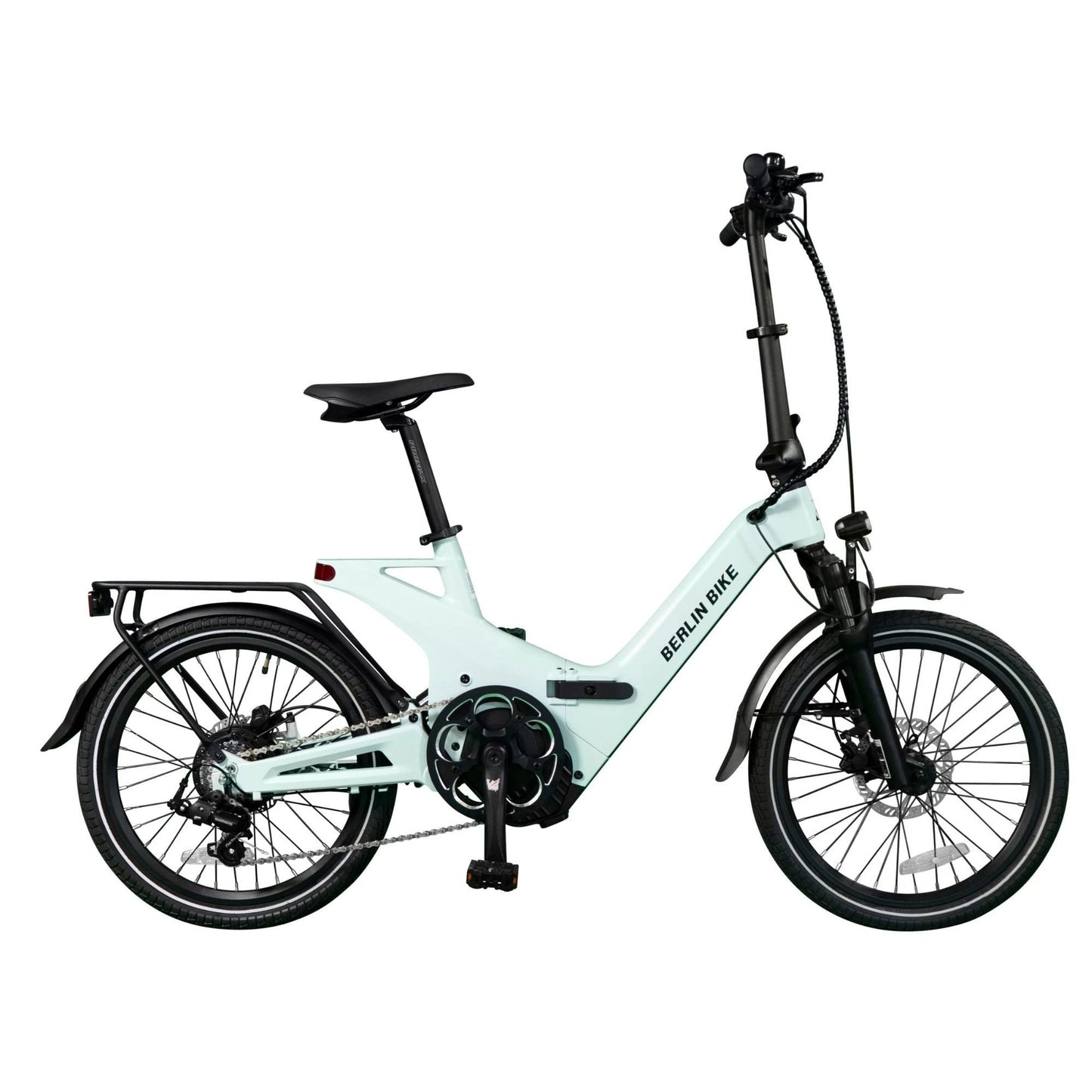 Vélo électrique pliant Berlin Bike 2GO 20 pouces, vue de côté complète, vert clair