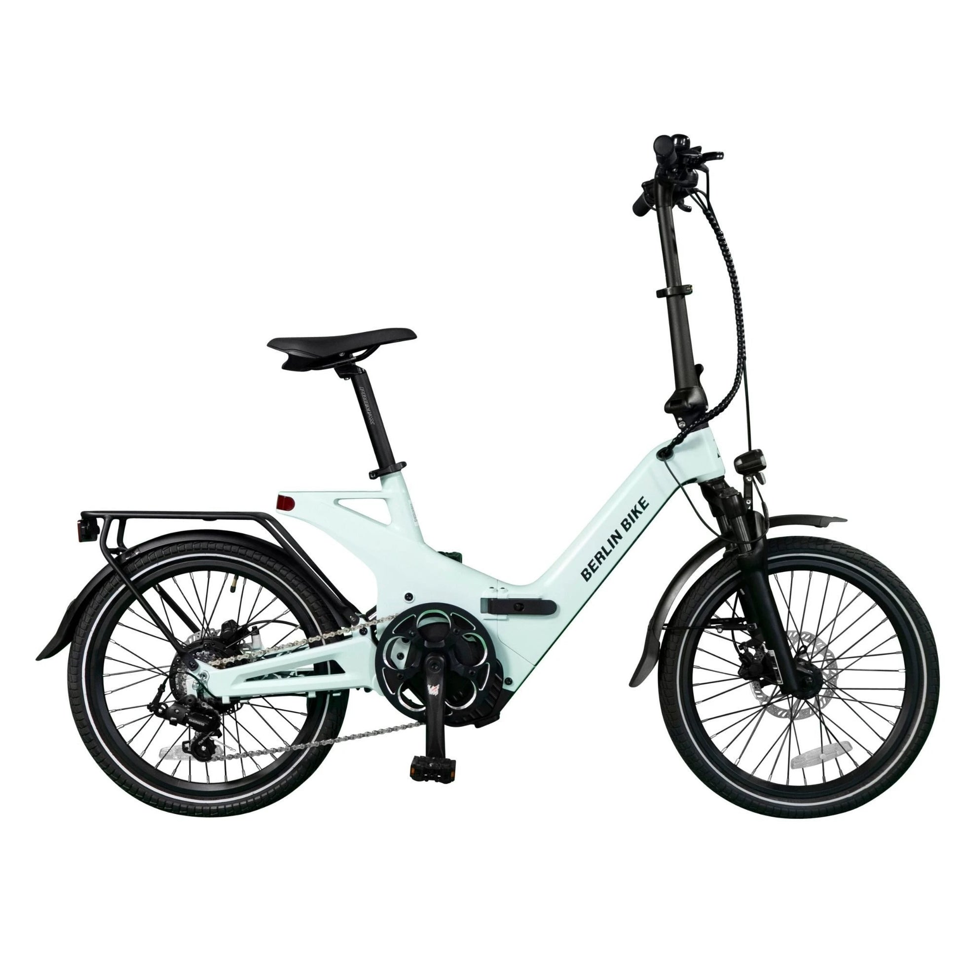 Vélo électrique pliant Berlin Bike 2GO 20 pouces, vue de côté complète, vert clair