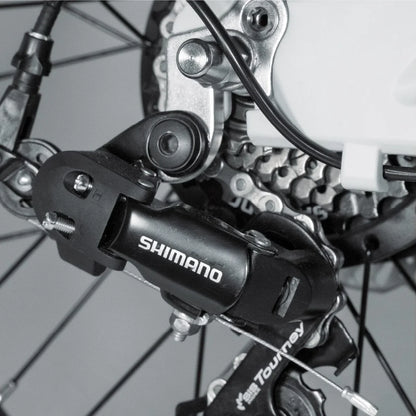 Détail du dérailleur arrière Shimano Tourney du vélo électrique pliant Berlin Bike 2GO 20 pouces