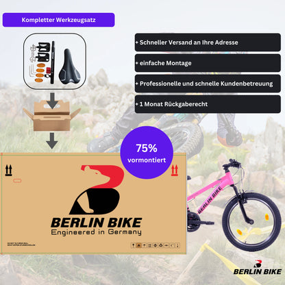 Berlin Bike MTB1 Kids Mountain Bike 20 Inch shipping package fuchsia
