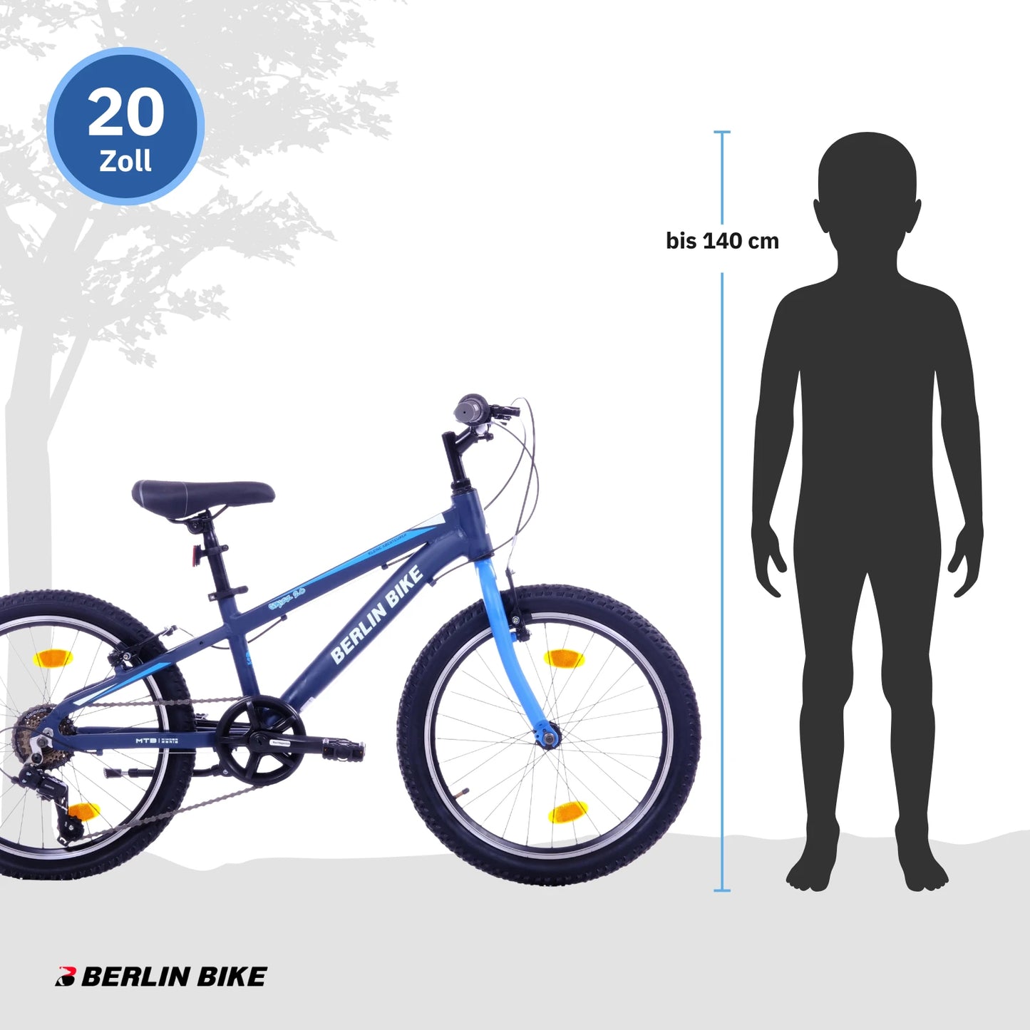 Berlin Bike Grizz Kids Bike 20 Inch, Blau groessenempfehlung bis 140cm 1080x1080