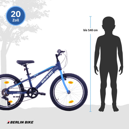Berlin Bike Grizz Kids Bike 20 Inch, Blau groessenempfehlung bis 140cm 1080x1080