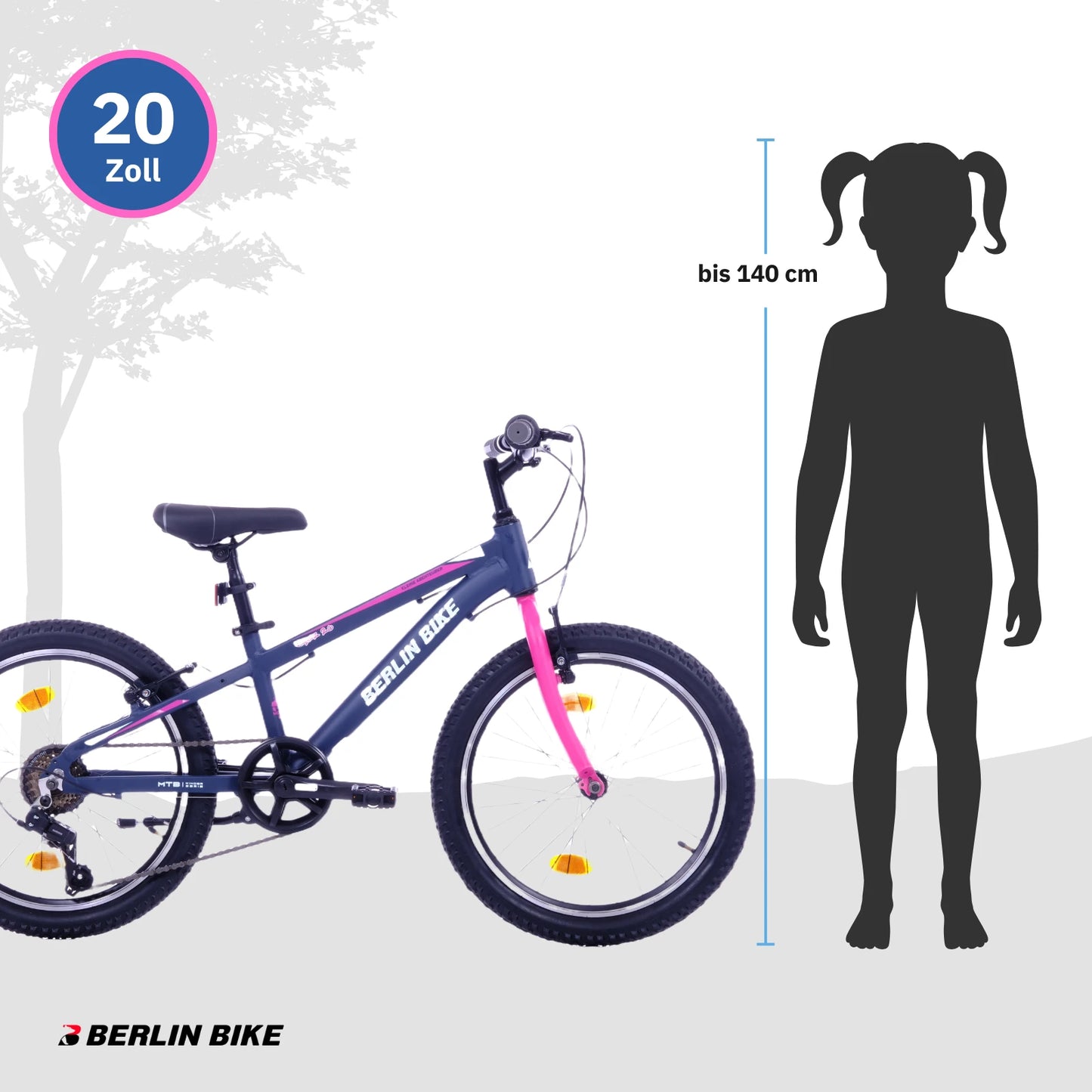 Berlin Bike Grizz Kids Bike 20 Inch, Rosa groessenempfehlung bis 140cm 1080x1080