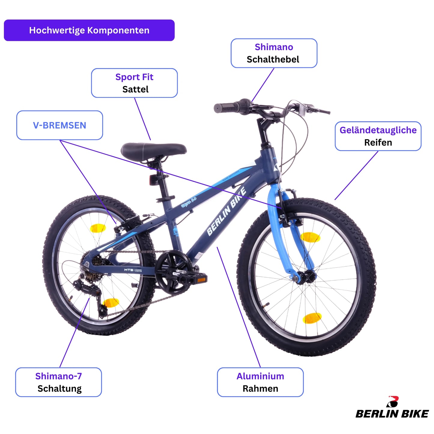 Berlin Bike Grizz Kids Bike 20 Inch, Zoll blau hochwertige fahrradteile schema 1080x1080