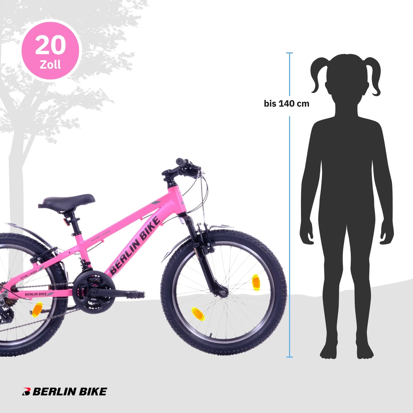 Berlin Bike MTB1 Kids Mountain Bike 20 Inch, Rosa groessenempfehlung bis 140cm 1080x1080