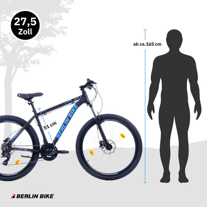Berlin Bike MTB1 mountainbike 27,5 tommer størrelsesguide og mål