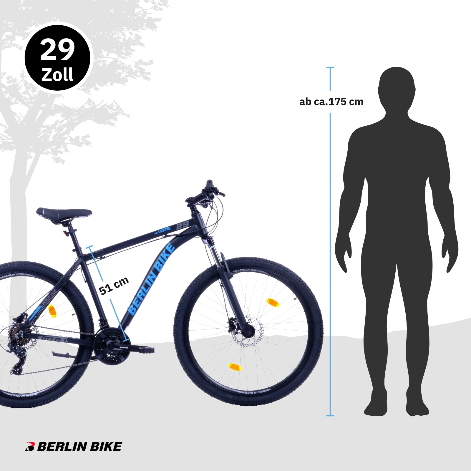 Berlin Bike MTB1 mountainbike 29 tommer størrelsesguide og mål