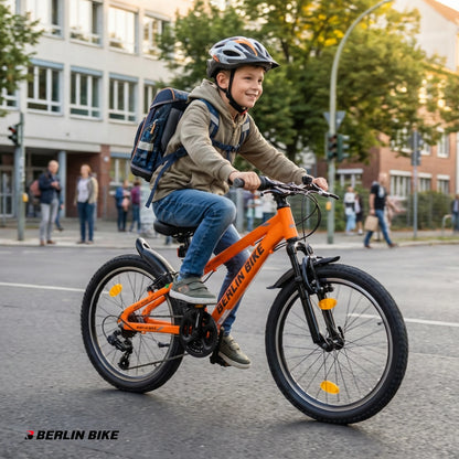 Berlin Bike MTB1 Kids Bike 20 Inch child riding outdoors orange