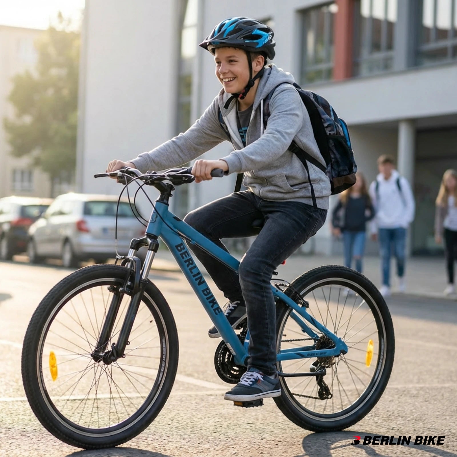 Berlin Bike MTB1 Youth Bike 24 Inch child riding outdoors blue