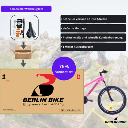 Berlin Bike MTB1 Youth Mountain Bike 24 Inch shipping package pink