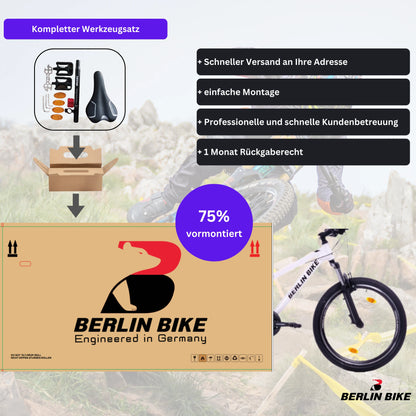 Berlin Bike MTB1 Youth Mountain Bike 24 Inch shipping package white